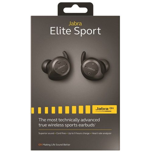 자브라 Jabra Elite Sport True Wireless Waterproof Fitness & Running Earbuds with Heart Rate and Activity Tracker - Advanced Wireless connectivity and Charging case - 4.5 Hour