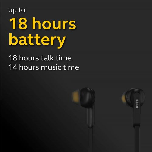 자브라 Jabra Elite 25e Wireless Earbuds, Black  Voice Assistant and Bluetooth Enabled, Around-the-Neck Style with a Secure Fit and Superior Sound for Music and Calls, Long Battery Life,