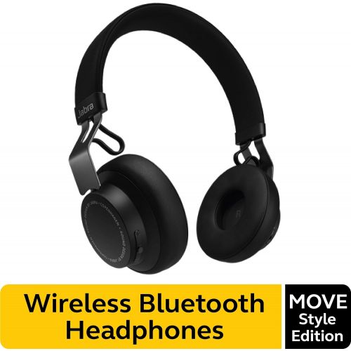 자브라 Jabra Move Style Edition, Black  Wireless Bluetooth Headphones with Superior Sounds Quality, Long Battery Life, Ultra-Light and Comfortable Wireless Headphones, 3.5 mm Jack Connec