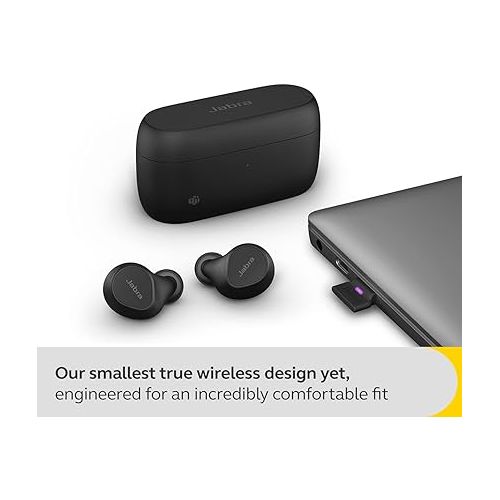 자브라 Jabra Evolve2 True Wireless Earbuds - in-Ear Bluetooth Earbuds with Active Noise Cancellation & 4-Mic MultiSensor Voice Technology - Microsoft Teams Certified, Works with All Meeting Apps - Black