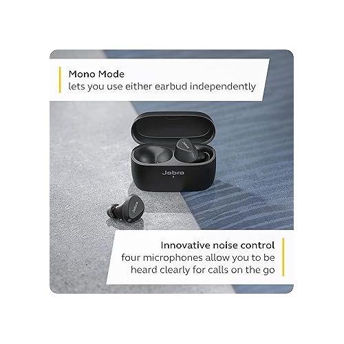 자브라 Jabra Elite 4 Active in-Ear Bluetooth Earbuds - True Wireless Earbuds with Secure Active Fit, 4 Built-in Microphones, Active Noise Cancellation and Adjustable HearThrough Technology - Black