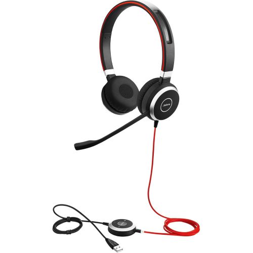 자브라 Jabra Evolve 40 Professional Wired Headset, Stereo, MS-Optimized ? Telephone Headset for Greater Productivity, Superior Sound for Calls and Music, 3.5mm Jack/USB Connection, All-Da