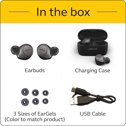 자브라 Jabra Elite 75t Earbuds ? True Wireless Earbuds with Charging Case, Titanium Black ? Active Noise Cancelling Bluetooth Earbuds with a Comfortable, Secure Fit, Long Battery Life, Gr