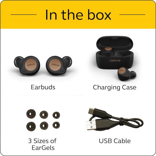 자브라 Jabra Elite Active 75t True Wireless Bluetooth Earbuds, Copper Black ? Wireless Earbuds for Running and Sport, Charging Case Included, 24 Hour Battery, Active Noise Cancelling Spor