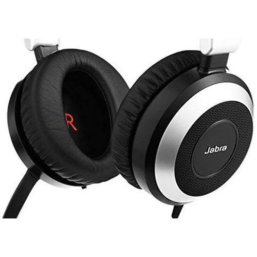 자브라 Jabra Evolve 80 MS Wired Headset Professional Telephone Headphones with Unrivalled Noise Cancellation for Calls and Music, Features World Class Speakers and All Day Comfort