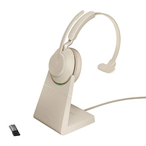 자브라 Jabra Evolve2 65 USB-A UC Mono with Charging Stand - Beige Wireless Headset/Music Headphones