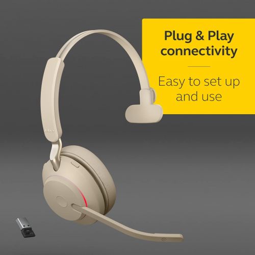 자브라 Jabra Evolve2 65 USB-A UC Mono with Charging Stand - Beige Wireless Headset/Music Headphones