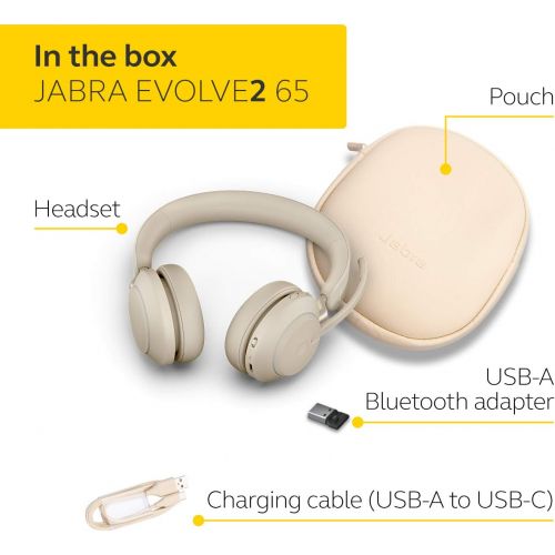 자브라 Jabra Evolve2 65 USB-A UC Stereo - Beige Wireless Headset/Music Headphones