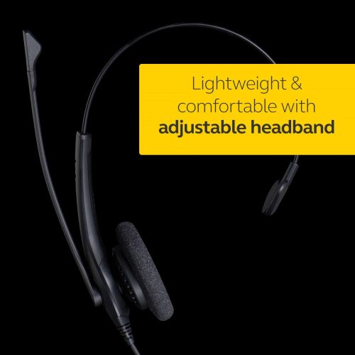 자브라 Jabra Biz 1500 Quick Disconnect On-Ear Mono Headset - Corded Headphone with Noise-Cancelling Microphone and Volume Spike Protection for Deskphones, Black