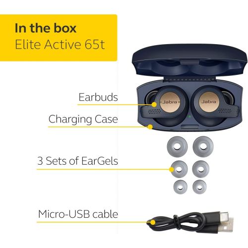 자브라 Jabra Elite Active 65t - Black True Wireless Sport Earbuds Black