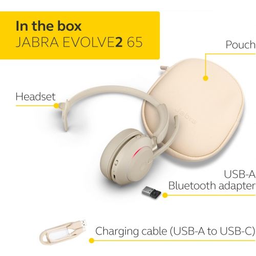 자브라 Jabra Evolve2 65 USB-A MS Mono - Beige Wireless Headset/Music Headphones