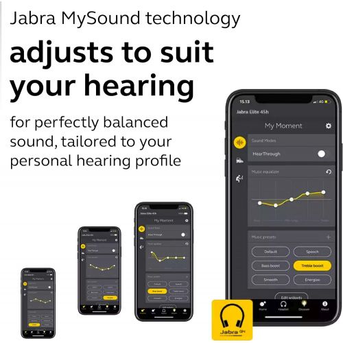 자브라 Jabra Elite 45h, Titanium Black ? On-Ear Wireless Headphones with Up to 50 Hours of Battery Life, Superior Sound with Advanced 40mm Speakers ? Compact, Foldable & Lightweight Desig