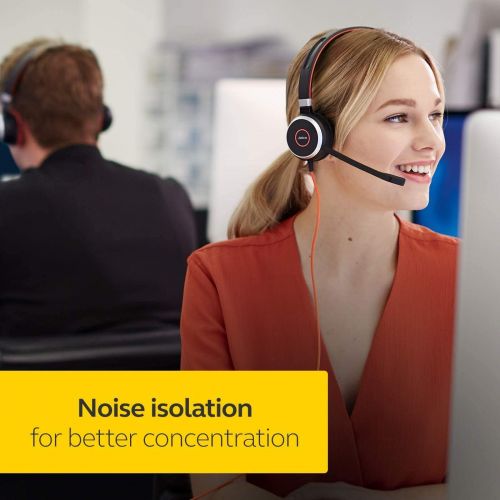 자브라 Jabra Evolve 40 Professional Wired Headset, Stereo, MS-Optimized ? Telephone Headset for Greater Productivity, Superior Sound for Calls and Music, 3.5mm Jack/USB Connection, All-Da