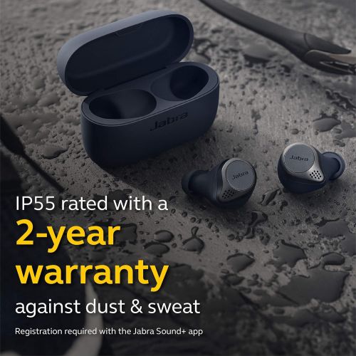 자브라 Jabra Elite Active 75t True Wireless Bluetooth Earbuds, Navy ? Wireless Earbuds for Running and Sport, Charging Case Included, 24 Hour Battery, Active Noise Cancelling Sport Earbud