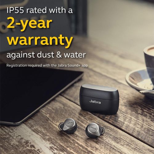 자브라 Jabra Elite 75t Earbuds ? True Wireless Earbuds with Charging Case, Titanium Black ? Active Noise Cancelling Bluetooth Earbuds with a Comfortable, Secure Fit, Long Battery Life, Gr