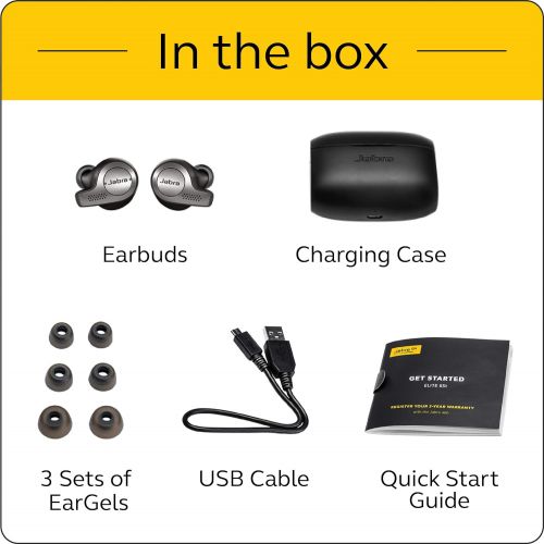 자브라 Jabra Elite 65t Earbuds ? Alexa Built-In, True Wireless Earbuds with Charging Case, Titanium Black ? Bluetooth Earbuds Engineered for the Best True Wireless Calls and Music Experie