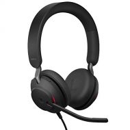 Jabra Evolve2 40 MS Wired Headphones, USB-A, Stereo, Black ? Telework Headset for Calls and Music, Enhanced All-Day Comfort, Passive Noise Cancelling Headphones, MS-Optimized with