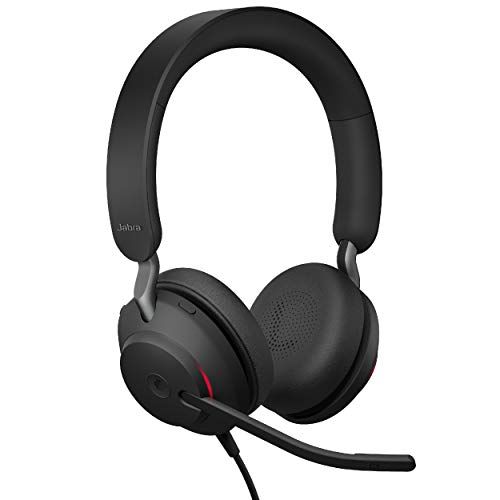 자브라 Jabra Evolve2 40 MS Wired Headphones, USB-A, Stereo, Black ? Telework Headset for Calls and Music, Enhanced All-Day Comfort, Passive Noise Cancelling Headphones, MS-Optimized with