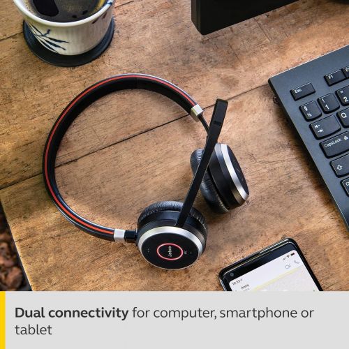 자브라 [아마존베스트]Jabra Evolve 65 UC Wireless Headset, Stereo  Includes Link 370 USB Adapter  Bluetooth Headset with Industry-Leading Wireless Performance, Passive Noise Cancellation, All Day Batt