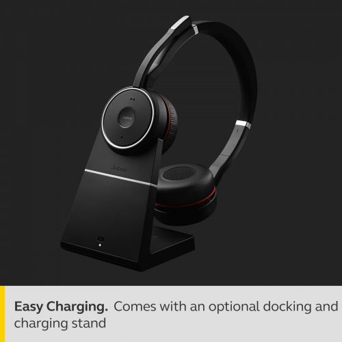 자브라 [아마존베스트]Jabra Evolve 75 UC Wireless Headset, Stereo  Includes Link 370 USB Adapter and Charging Stand  Bluetooth Headset with World-Class Speakers, Active Noise-Cancelling Microphone, Al