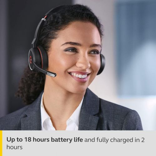 자브라 [아마존베스트]Jabra Evolve 75 UC Wireless Headset, Stereo  Includes Link 370 USB Adapter and Charging Stand  Bluetooth Headset with World-Class Speakers, Active Noise-Cancelling Microphone, Al