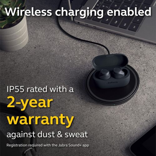 자브라 Jabra Elite Active 75t True Wireless Earbuds with Wireless Charging Enabled Case, Gray