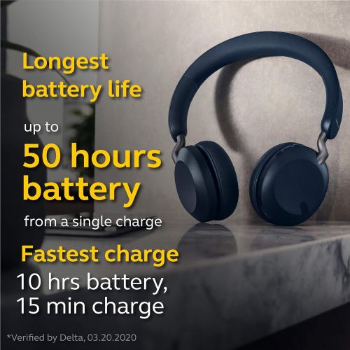 자브라 Jabra Elite 45h Best-in-Class Wireless Headphones, Navy - Biggest Speakers, Longest Battery, Fastest Charge