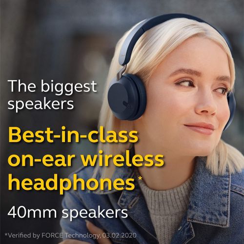 자브라 Jabra Elite 45h Best-in-Class Wireless Headphones, Navy - Biggest Speakers, Longest Battery, Fastest Charge