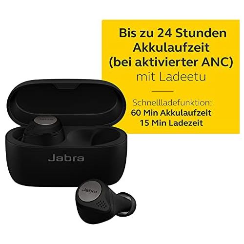 자브라 [아마존베스트]Jabra Elite 75t True Wireless Stereo In-Ear Headphones (Bluetooth 5.0, 28 Hours’ Battery Life, with Charging Case), Sports, titanium black