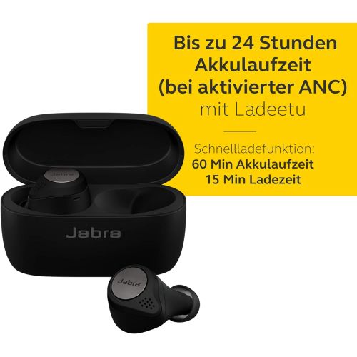 자브라 [아마존베스트]Jabra Elite 75t True Wireless Stereo In-Ear Headphones (Bluetooth 5.0, 28 Hours’ Battery Life, with Charging Case), Sports, titanium black