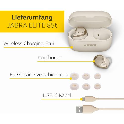 자브라 [아마존베스트]Jabra Elite 85t True Wireless Headphones - Jabra Headphones with Advanced Active Noise Cancellation and Powerful Speakers - Wireless Charging Case