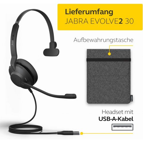 자브라 [아마존베스트]Jabra Evolve2 30 Headset - Microsoft Teams Certified Wired Mono Headphones with USB A Cable, Black