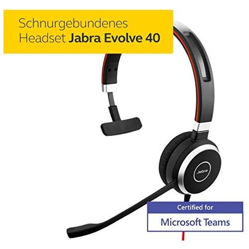 자브라 [아마존베스트]Jabra Evolve 40MS Stereo Cable Headset with USB and 3.5mm Jack for PC Laptop Smartphone Tablet Busylight for Skype for Business, Mono, Black