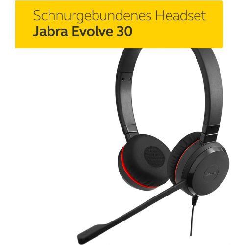 자브라 [아마존베스트]Jabra Evolve 30 Stereo Headset - Unified Communications headphones for VoIP softphone with passive noise canceling - 3.5 mm jack socket - black