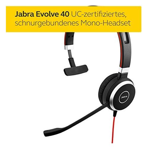 자브라 [아마존베스트]Jabra EVOLVE 40 - headsets (3.5 mm (1/8), Call center/Office, Supraaural, Monaural, Head-band, Black, Silver)