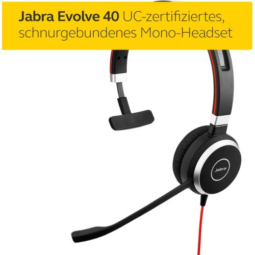 자브라 [아마존베스트]Jabra EVOLVE 40 - headsets (3.5 mm (1/8), Call center/Office, Supraaural, Monaural, Head-band, Black, Silver)