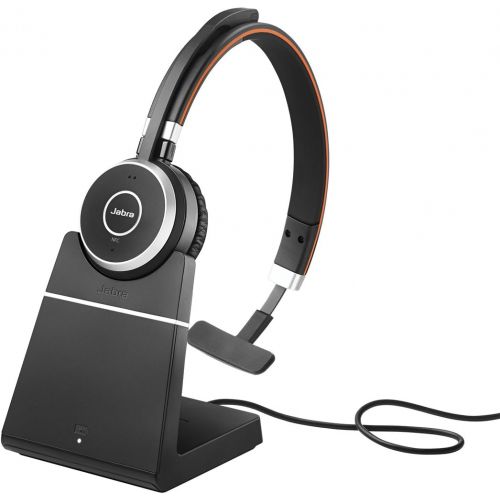 자브라 Jabra Evolve 65 Mono UC, Charging Stand & Link 370 - Professional Unified Communicaton Headset