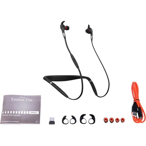 자브라 Jabra Evolve 75e UC Bluetooth Wireless in-Ear Earphones with Mic - Noise-Canceling