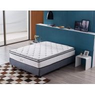 King Mattress, Jacia House 11.4 Inch Pillow Top Gel Memory Foam Individually Pocket Spring Hybrid Mattress in a Box, Mattresses for Sleep Supportive, for Soft or Medium Firm Option