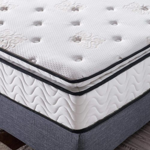  King Mattress, Jacia House 11.4 Inch Pillow Top Gel Memory Foam Individually Pocket Spring Hybrid Mattress in a Box, Mattresses for Sleep Supportive, for Soft or Medium Firm Option