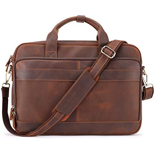  [아마존베스트]Jack&Chris Mens Genuine Leather Briefcase Messenger Bag Attache Case 15.6 Laptop, MB005-9L