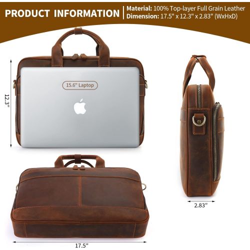  [아마존베스트]Jack&Chris Mens Genuine Leather Briefcase Messenger Bag Attache Case 15.6 Laptop, MB005-9L