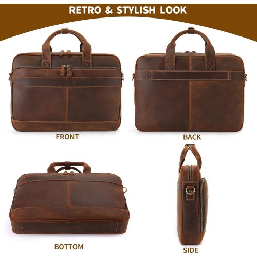  [아마존베스트]Jack&Chris Mens Genuine Leather Briefcase Messenger Bag Attache Case 15.6 Laptop, MB005-9L