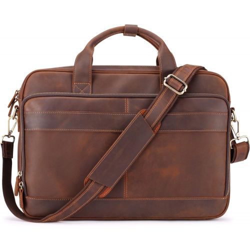  [아마존베스트]Jack&Chris Mens Genuine Leather Briefcase Messenger Bag Attache Case 15.6 Laptop, MB005-9L