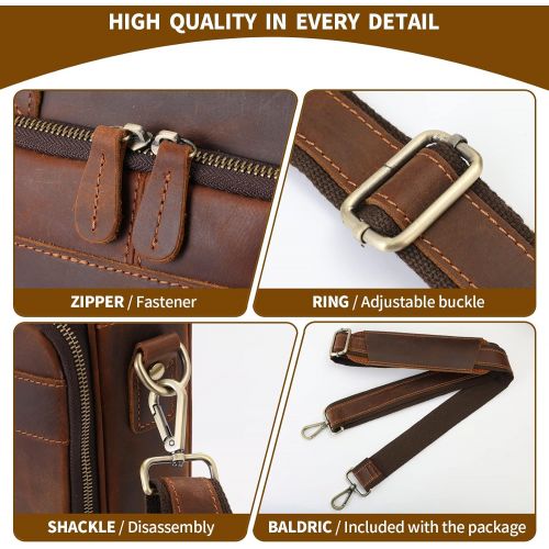  [아마존베스트]Jack&Chris Mens Genuine Leather Briefcase Messenger Bag Attache Case 15.6 Laptop, MB005-9L