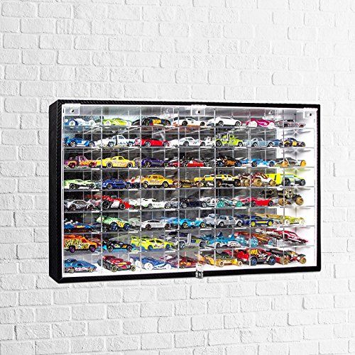  JackCubeDesign Hot Wheels 164 Scale Diecast Display Case Storage Cabinet Shelf Wall Mount Rack for 56 Hot Wheels(Black, 24.61 x 13.78 x 2.05 inches)-MK184