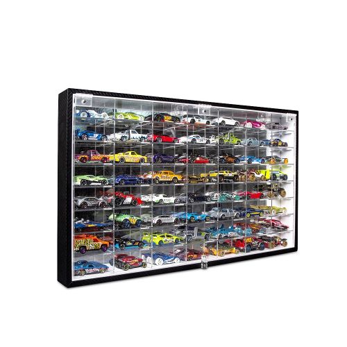  JackCubeDesign Hot Wheels 164 Scale Diecast Display Case Storage Cabinet Shelf Wall Mount Rack for 56 Hot Wheels(Black, 24.61 x 13.78 x 2.05 inches)-MK184