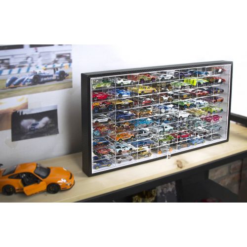  JackCubeDesign Hot Wheels 164 Scale Diecast Display Case Storage Cabinet Shelf Wall Mount Rack for 56 Hot Wheels(Black, 24.61 x 13.78 x 2.05 inches)-MK184