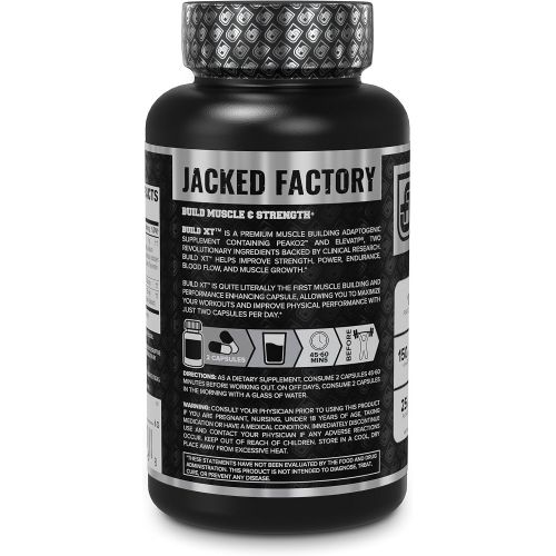  [아마존 핫딜] [아마존핫딜]Jacked Factory Build-XT Muscle Builder - Daily Muscle Building Supplement for Muscle Growth and Strength | Featuring Powerful Ingredients Peak02 & elevATP - 60 Veggie Pills