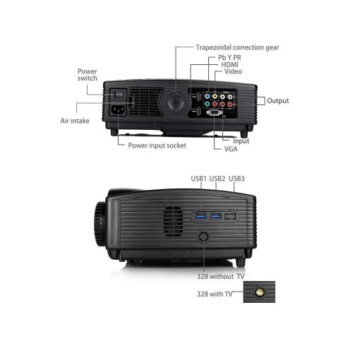  JackeyLove Mini Projector,Support 1080P HD Video, 3000 ANSI lumens pico Projector, HDMI, U Disk Transmission, Suitable for Home Entertainment Games